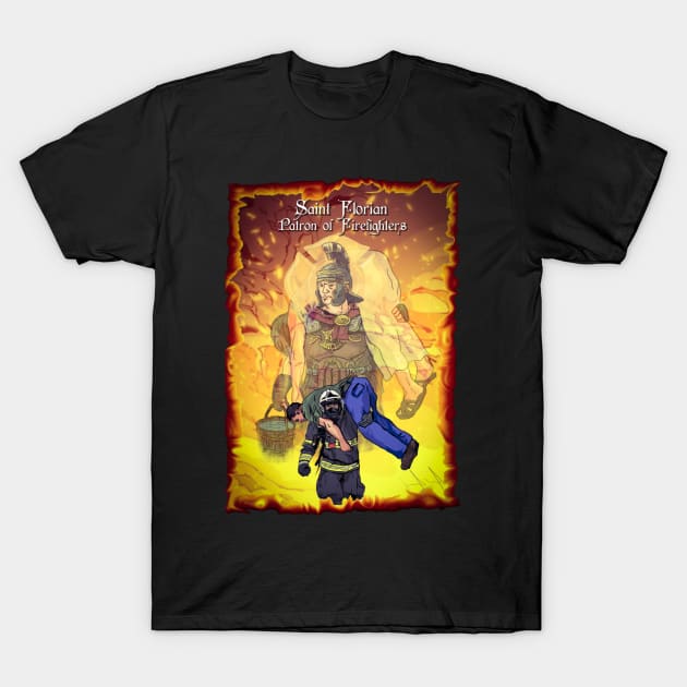 Saint Florian Firefighters Patron T-Shirt by Leo Carneiro